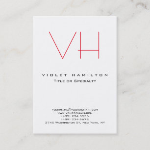 Professionell Chic Monogram Red White Modern Visitkort