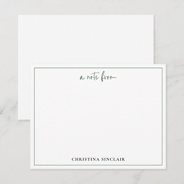 Professionell Chic Smaragdgrön Typografi Kant Anteckningskort (Fram/baksida)