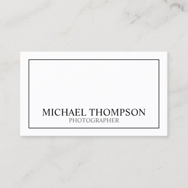 Professionell Classic Black and White Visitkort (Framsida)