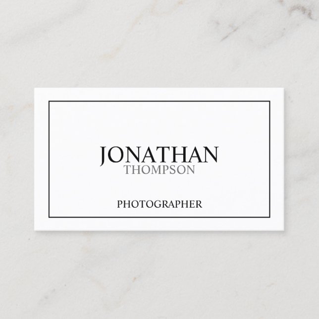 Professionell Classic Black and White Visitkort (Framsida)