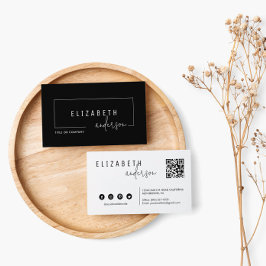 Professionell Classic QR Code Black White Modern Visitkort