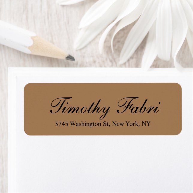 Professionell Classic Script Light Brown-Elegant Returadress Etikett (Insitu)