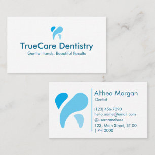 Professionell Clean Modern White Blue Färg Dentist Visitkort