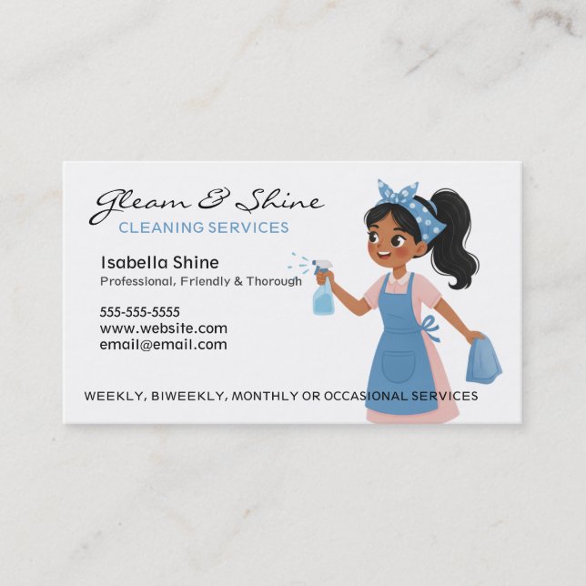 Professionell Cleaner Householding Maid Service Visitkort (Framsida)
