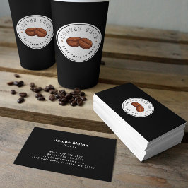 Professionell Coffee Shop Black & White Logotyp Visitkort
