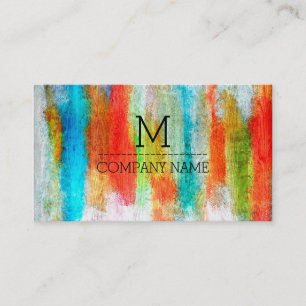 Professionell Colorful Modern Wood Monogram #20 Visitkort