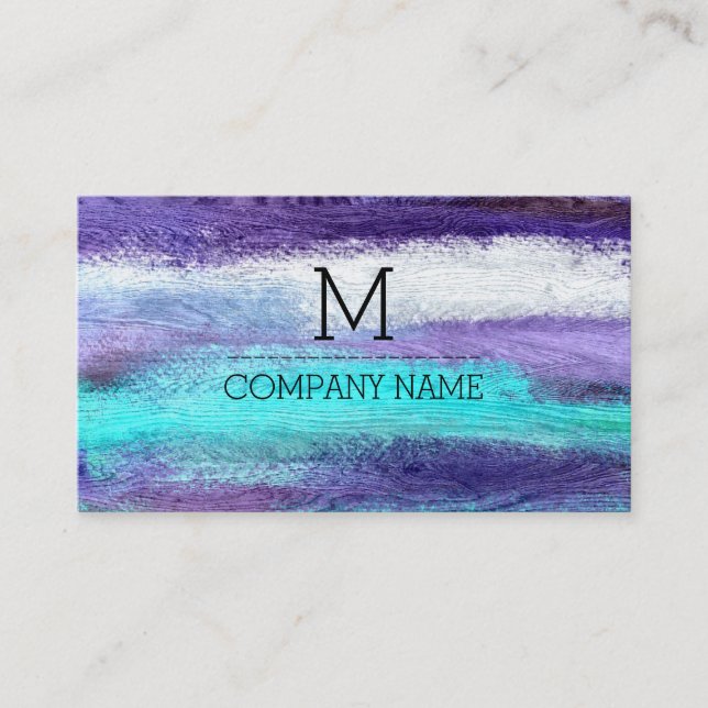 Professionell Colorful Modern Wood Monogram #25 Visitkort (Framsida)