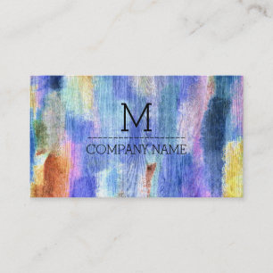 Professionell Colorful Modern Wood Monogram #4 Visitkort