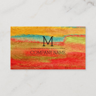 Professionell Colorful Modern Wood Monogram #6 Visitkort