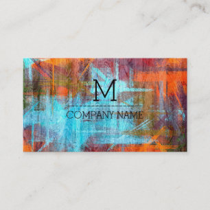 Professionell Colorful Modern Wood Monogram Visitkort