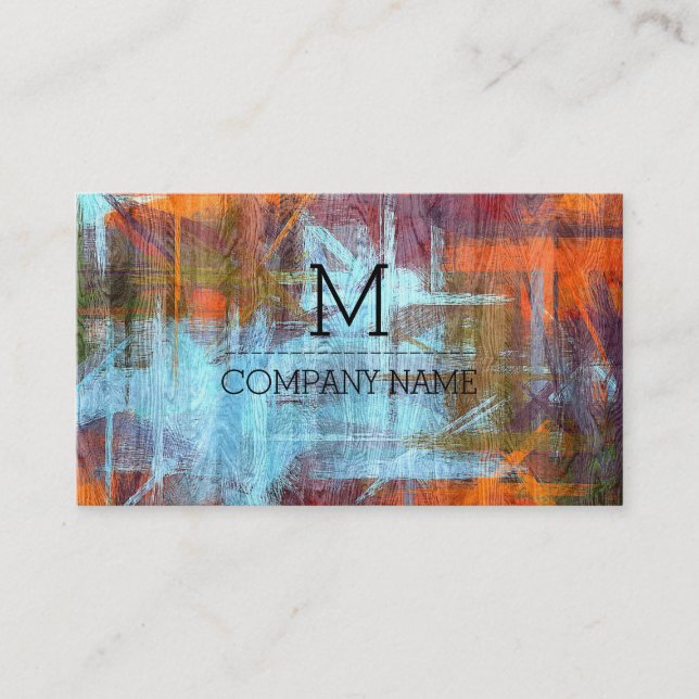 Professionell Colorful Modern Wood Monogram Visitkort (Framsida)