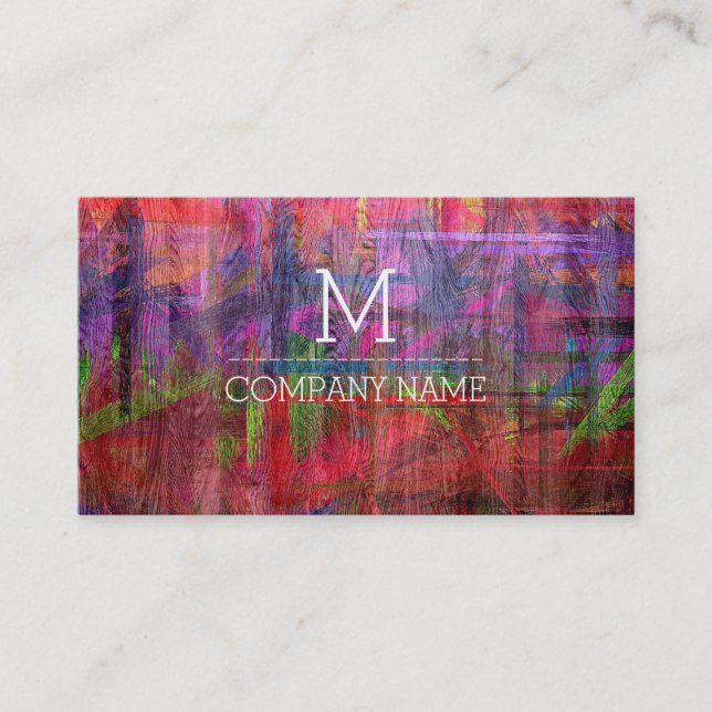 Professionell Colorful Wood Monogram #2 Visitkort (Framsida)