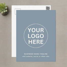 Professionell Company Logotyp & Text Dusty Blue Vykort