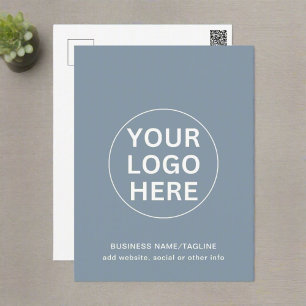 Professionell Company Logotyp & Text Dusty Blue Vykort