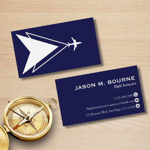 Professionell Company Pilot Navy Blue Aviation Visitkort