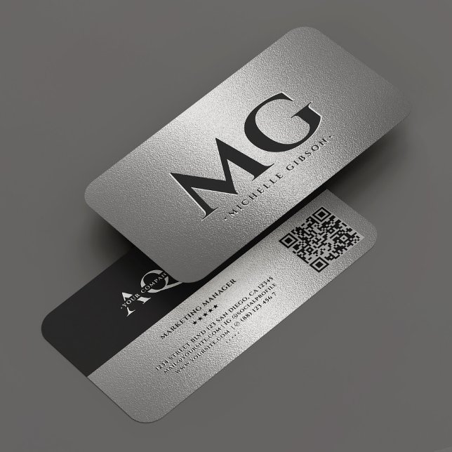 Professionell Company Silver Monogram Modern Visitkort (Professional Company Silver Monogram Modern Business Card
)