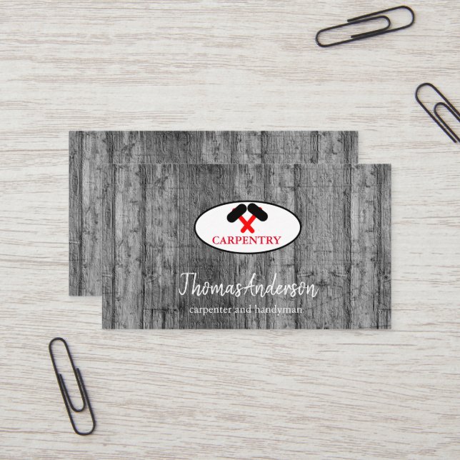 Professionell Construction and Carpenter Wood Flyg Visitkort (Fram/Back In Situ)