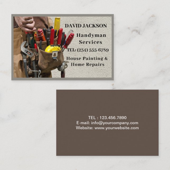 Professionell Construction Handyman Carpenter Verk Visitkort (Fram/baksida)