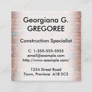 Professionell Construction Specialist Affärskort Fyrkantigt Visitkort