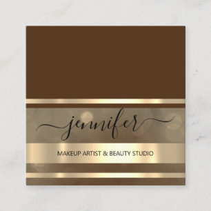 Professionell Consulting Hairdresser Guld Brown Fyrkantigt Visitkort