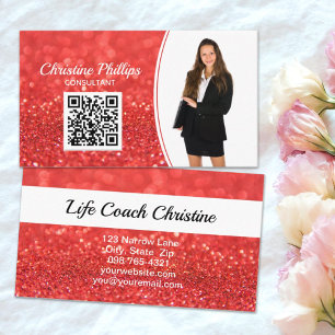 Professionell Coral Faux Glitter Anpassningsbar Ph Visitkort