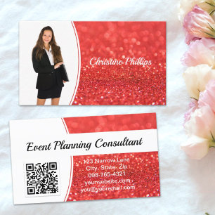 Professionell Coral Glitter Anpassningsbar Photo Q Visitkort