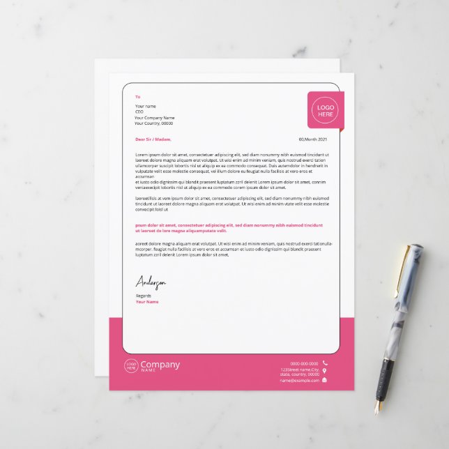 Professionell Corporate Letterhead-mall (Fram/Back In Situ)