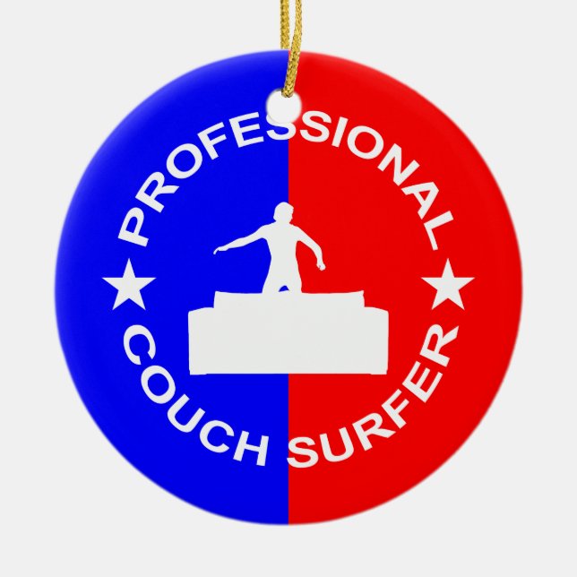 Professionell Couch Surfer Julgransprydnad Keramik (Framsidan)