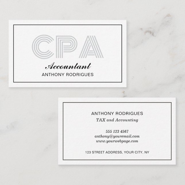 Professionell CPA Accountant Affärskort Visitkort (Fram/baksida)
