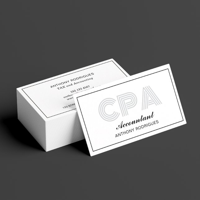 Professionell CPA Accountant Affärskort Visitkort (Card shown in standard size, choose paper and corner style.)