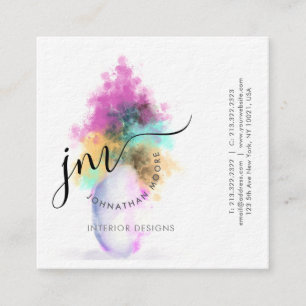 Professionell Curvature Grått Script Monogram Busi Fyrkantigt Visitkort