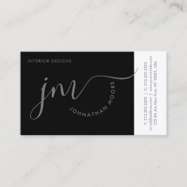 Professionell Curvature Grått Script Monogram Visitkort