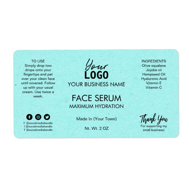 Professionell Cyan Blue Ansikte Oil Serum Fraktsedel (Framsidan)