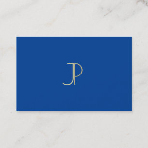 Professionell Deep Blue Modern Monogram-Elegant ö Visitkort