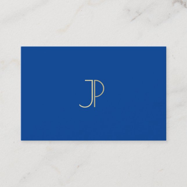 Professionell Deep Blue Modern Monogram-Elegant öv Visitkort (Framsida)