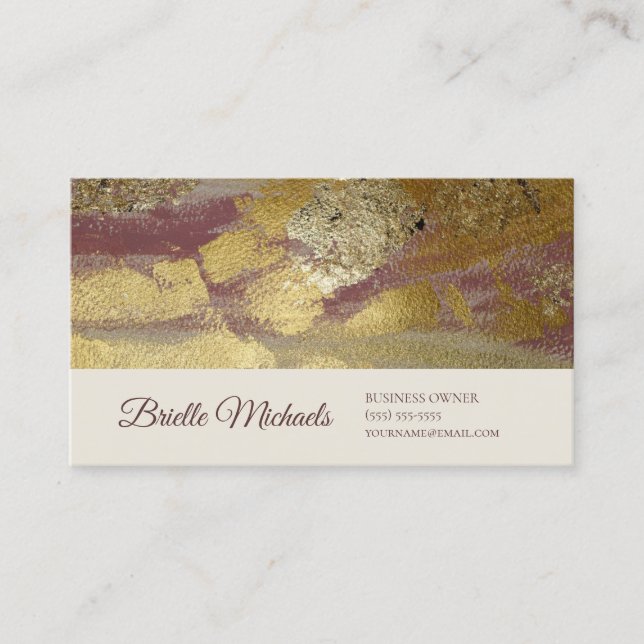 Professionell Deep Ro och Faux Gilded Gold Foil Visitkort (Framsida)