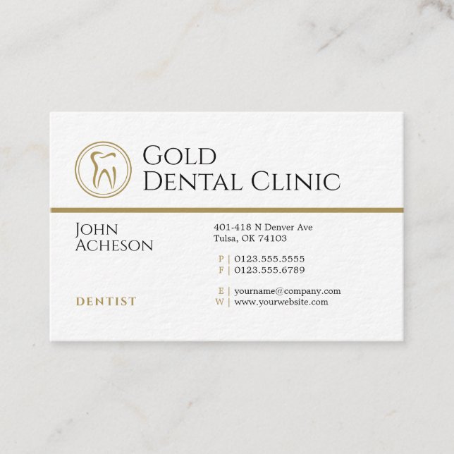 Professionell Dentist | Dentalklinik i Guld Visitkort (Framsida)