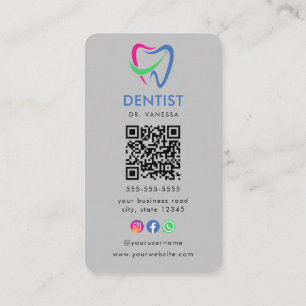 Professionell Dentist Tooth Logotyp Dental QR-kod Visitkort