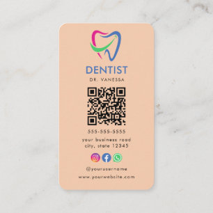 Professionell Dentist Tooth Logotyp Dental QR-kod Visitkort