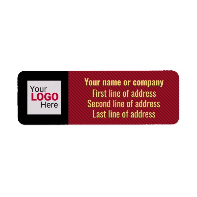 Professionell diagonal Rand: Röd, Svart och Guld Returadress Etikett (Framsidan)