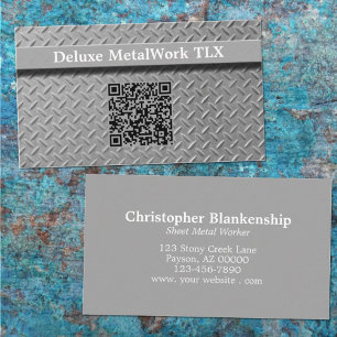 Professionell Diamond Plate QR Code Rustic Busines Visitkort