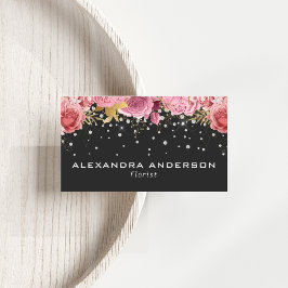 Professionell Diamond Rosa Blommigt Board Visitkort