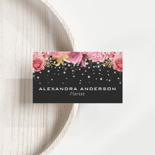 Professionell Diamond Rosa Blommigt Board Visitkort