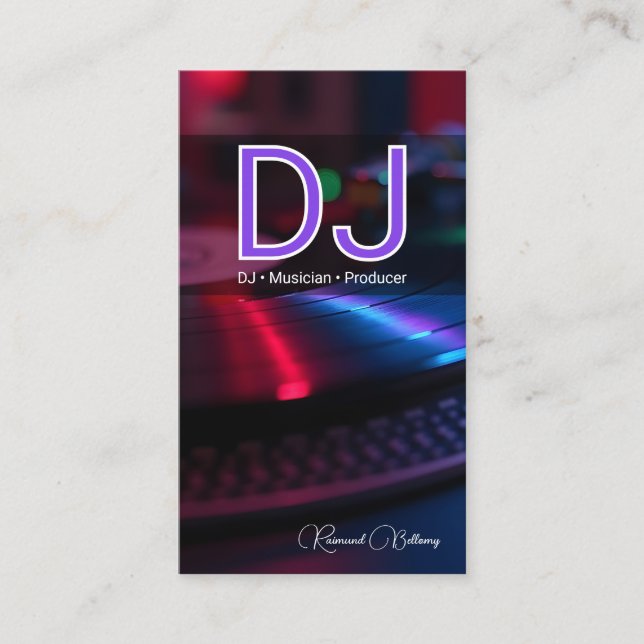 Professionell DJ Turntable Visitkort (Framsida)