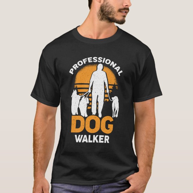 Professionell Dog Walker Pet Sitter Gift T Shirt (Framsida)