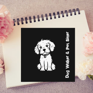 Professionell Dog Walker Pet Sitter Snyggt Fyrkantigt Visitkort