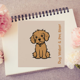 Professionell Dog Walker Pet Sitter Snyggt Trendig Fyrkantigt Visitkort