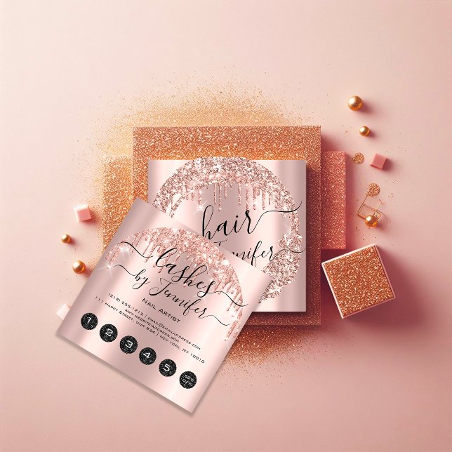 Professionell-drivrutiner 6 Slår Hair Lash Vax Mak Fyrkantigt Visitkort (Professional Drips 6 Punches Hair Lash Wax Makeup Square Business Card)