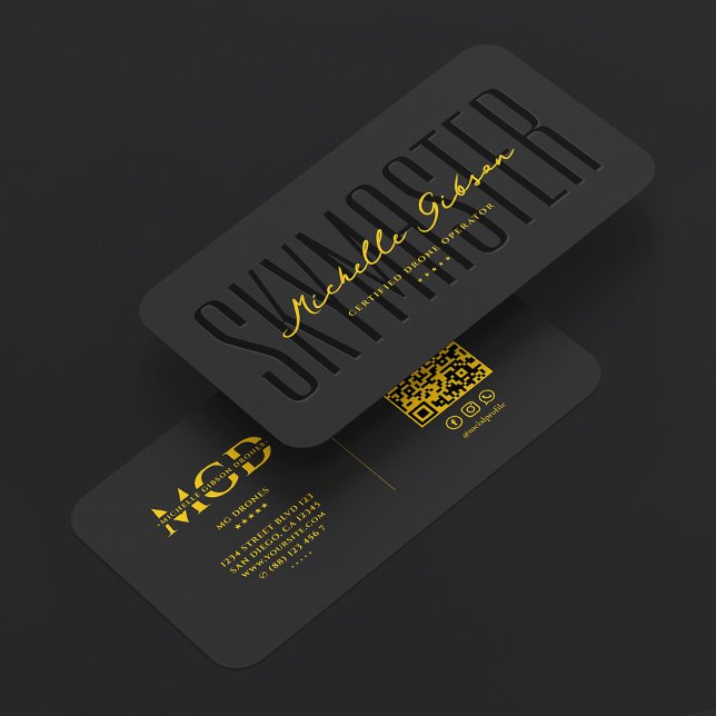 Professionell drönaroperatör gul svart visitkort (Professional Pilot Drone Operator Yellow Black Business Card
)