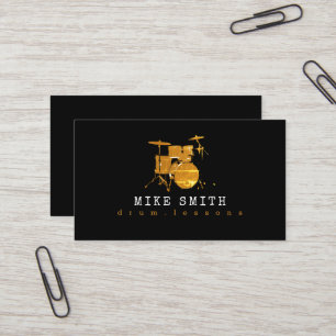 Professionell Drum Teacher Coola Drummer black Visitkort